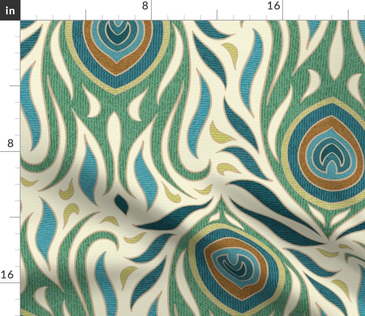 Animal Print Feathers Peacocks Birds Green Blue Custom Printed Fabric by Spoonflower Various Fabrics by the Yard or Fat Quarter